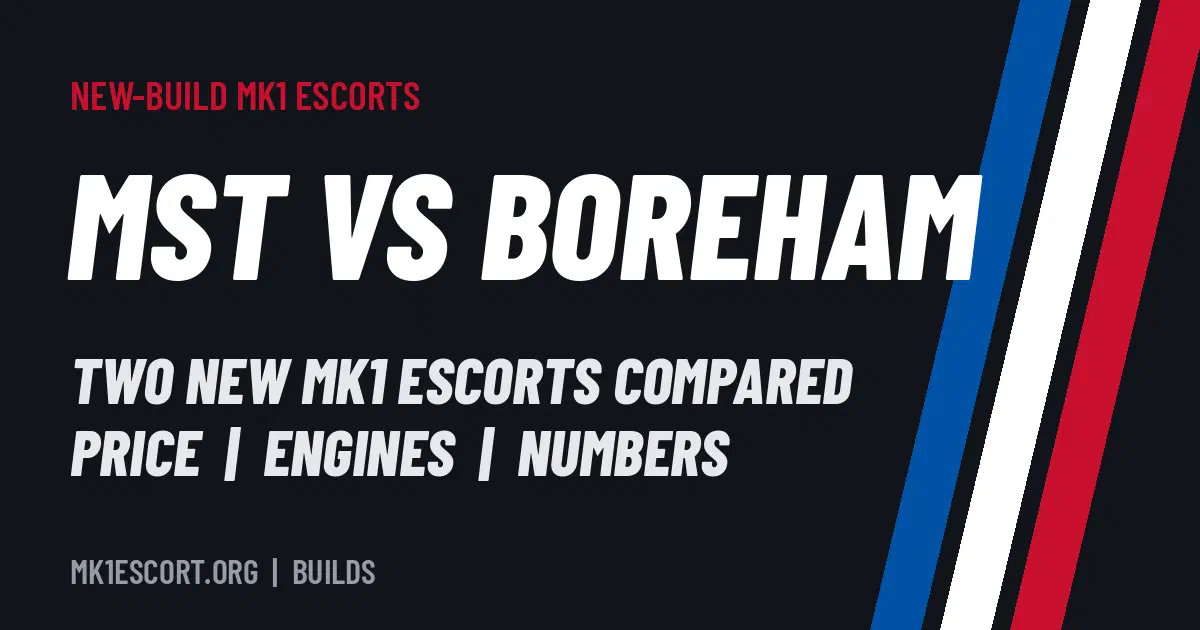 MST vs Boreham, two brand-new Mk1 Escorts compared – mk1escort.org title card